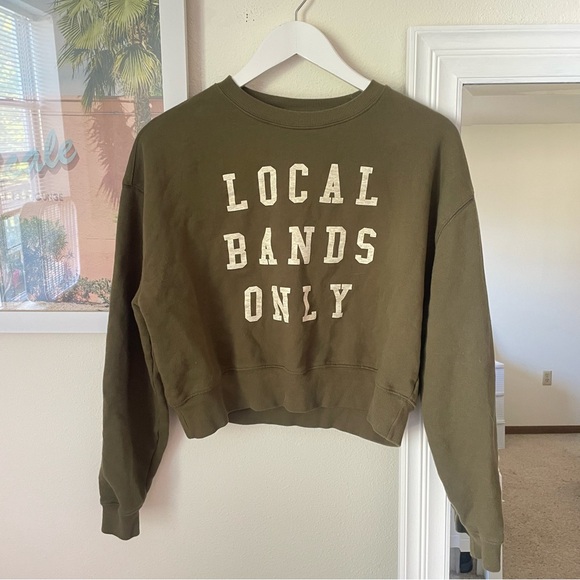 Anthropologie Pilcro Local Bands Only Graphic Cropped Sweatshirt in Size XS - Picture 2 of 4